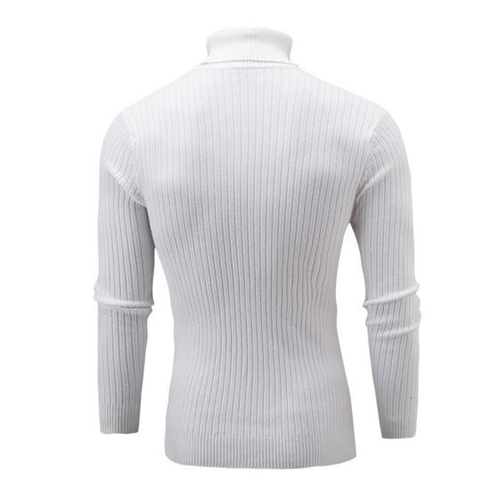 Casual Men Autumn Solid Color Turtle Neck Ribbed Twist Sweater Bottoming Shirt