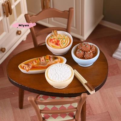 1/12 Scale Chinese Dishes Food Models for Dollhouse Miniature Kitchen Decoration DIY Dolls House Dining Room Ornaments