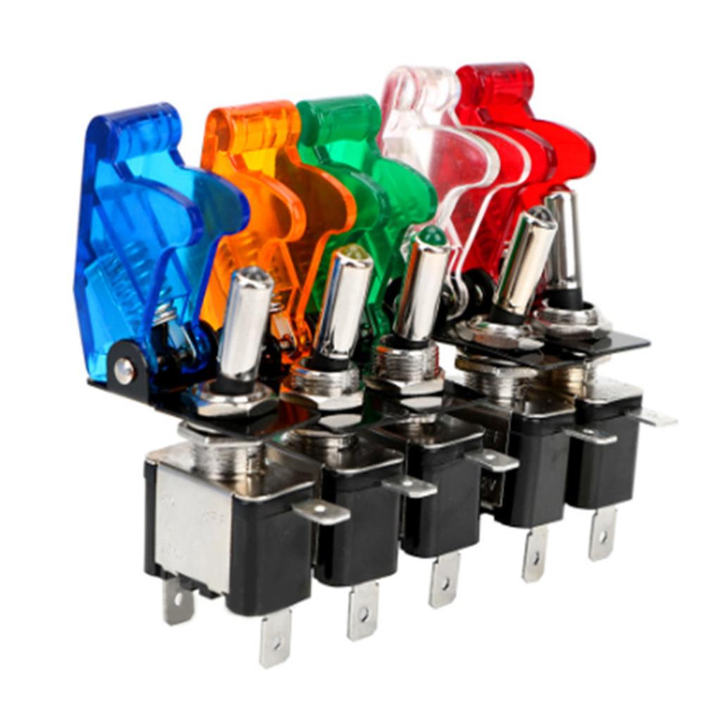 Car Boat Truck Led Lighted Toggle Switch with Aircraft Flip Safety Up Cap Cover