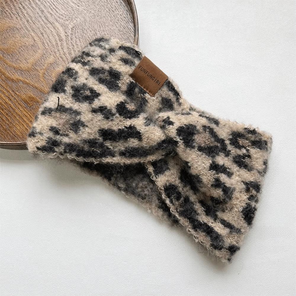 Soft Cross Headband High Elasticity Turban Headwrap Leopard Print Headband  Winter Season