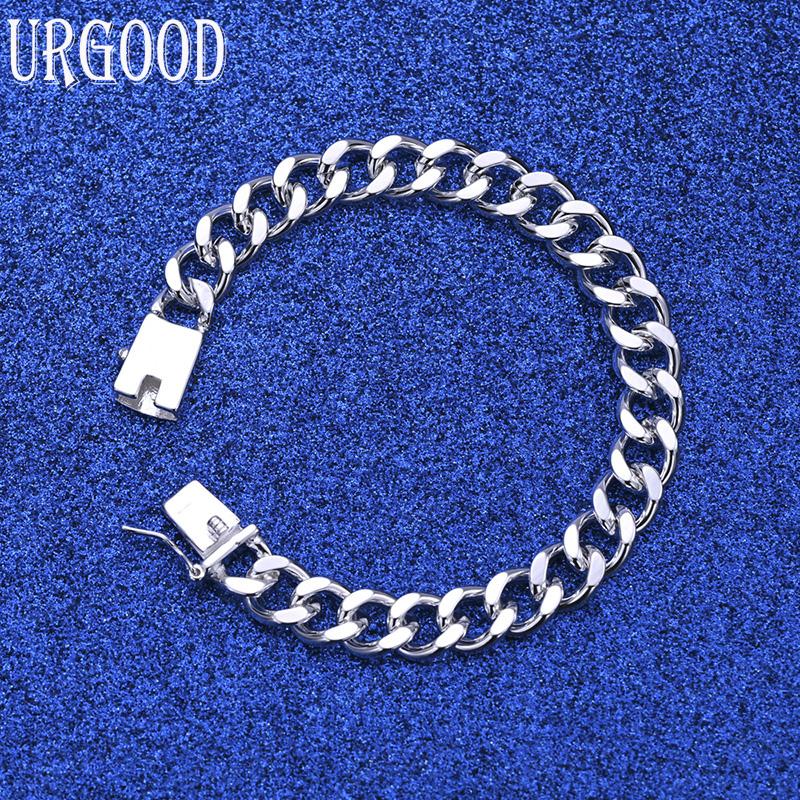 925 Sterling Silver Fashion Jewelry 10mm Side Chain Bracelet