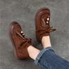 Johnature Genuine Leather Round Toe Lace-up Flat Ankle Boots Casual Versatile Women's Shoes