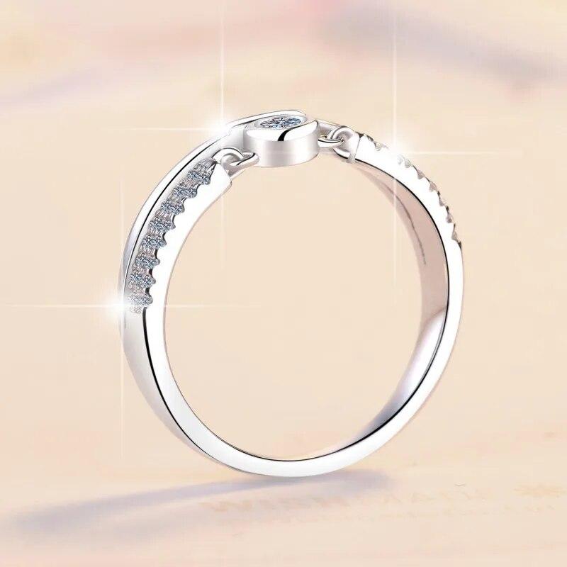 0,1CT 3mm Certificado Moissanite Anéis para Mulheres Meia Enternity Diamante Aliança de Casamento S925 Prata Esterlina Festa Jóias GRA