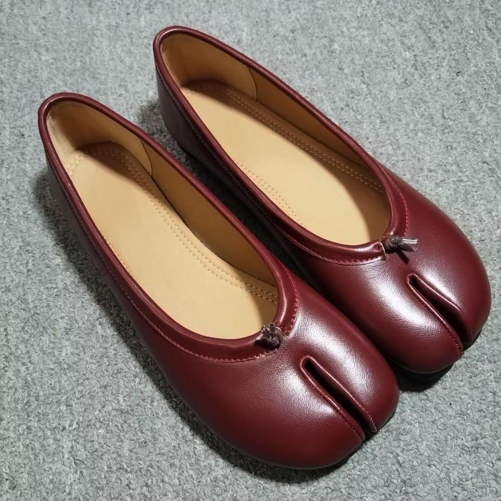 Spot Women's 2024 New Pleated Split-Toe Ballet Flats with Bow