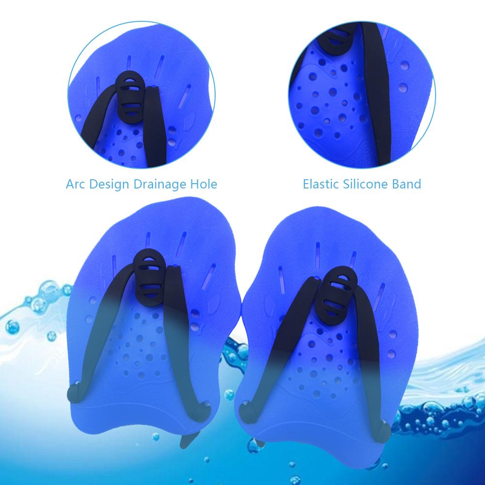 1 Pair Swim Paddles Hand With Adjustable Strap Multi-color Swimming Training Equipment For Women Men Children