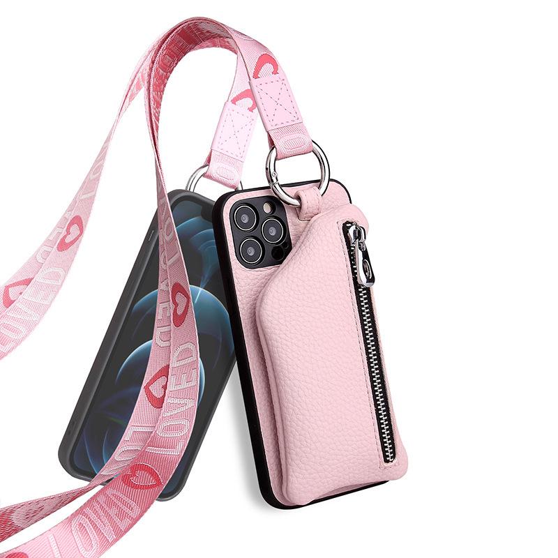 iPhone 14 Pro Max/13 Pro/12/11 Mobile Case with Crossbody Lanyard & Coin Purse
