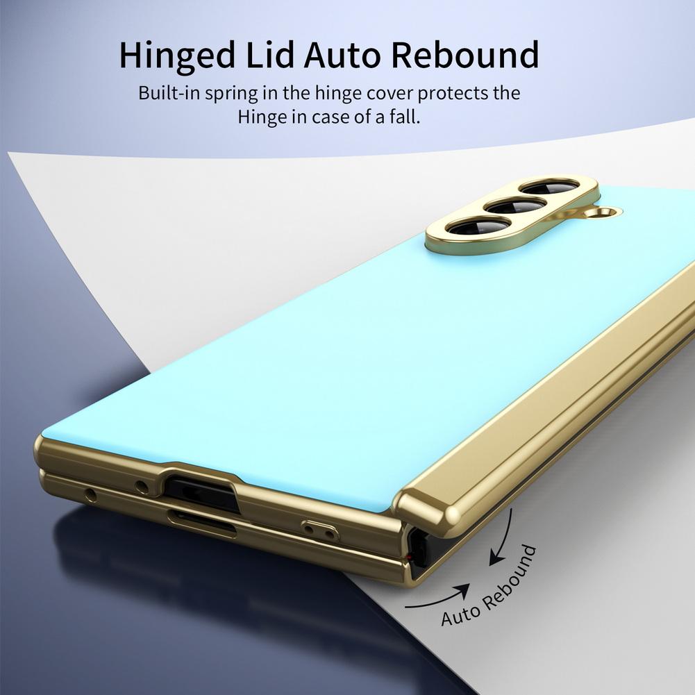 AG Frosted Backplate Plated Bezel Spring Hinge Glass Protector Case For Samsung Z Fold 7 Fold Special Galaxy Z Fold 6 5 4 Cover