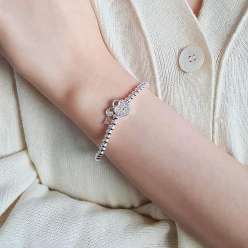 

Women s Cubic Heart Lock Bracelet Layered pink gold