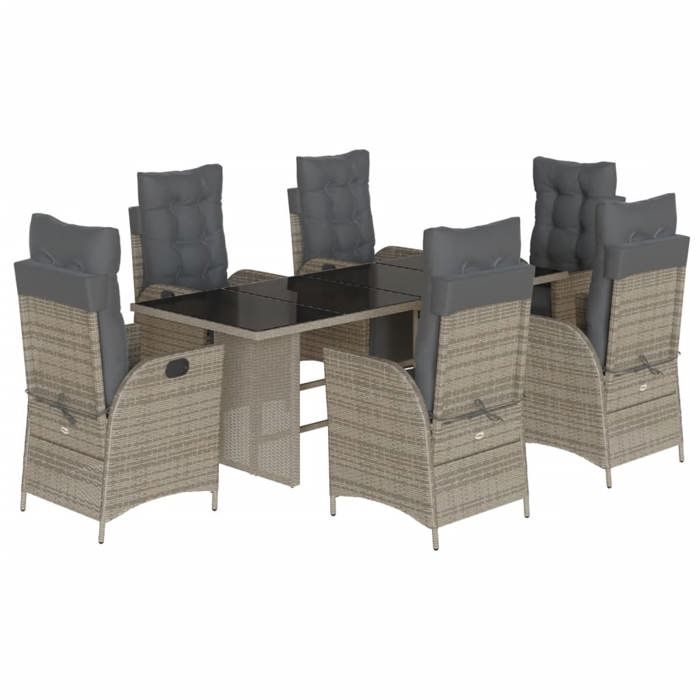 VidaXL Ensemble à Manger de Jardin avec Coussins 7 pcs, Table et Chaises avec Dossier Réglable, Meubles d'Extérieur, 3213356
