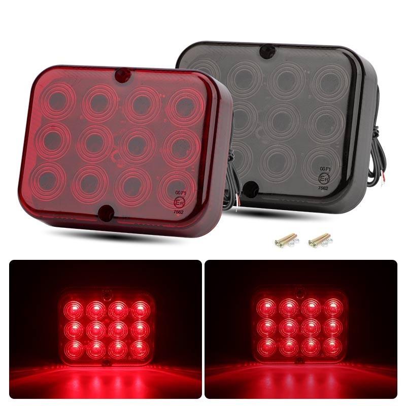 Red Square LED Truck Trailer Stop Turn Tail Brake Lights DRL Lamp Offroad ATV RV