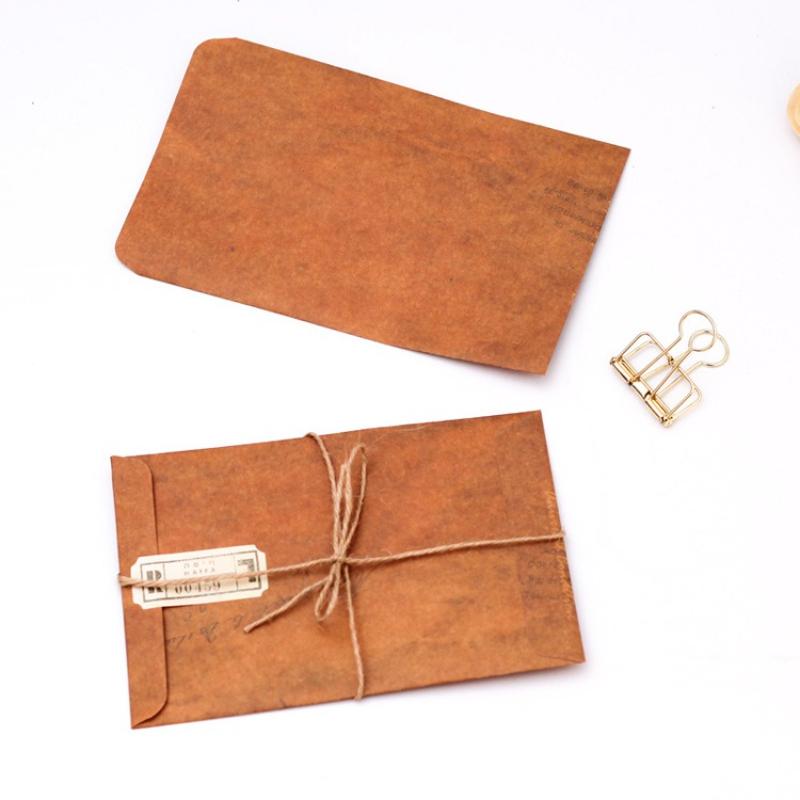 10Pcs/lot Old Style Mini Vintage Paper Envelope Brown Kraft Packaging for Retro Postcard Invitation Card Small Gift Letter