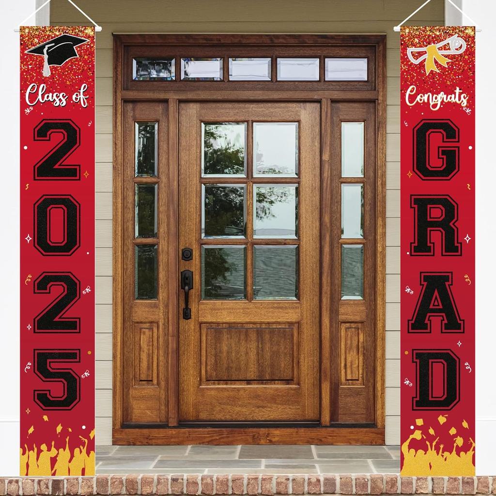 2025 Graduation Decorations - Class of 2025 Porch Banner Sign Congrats Grad Porch Banner, Graduation Party Decorations for Home/School Porch Door