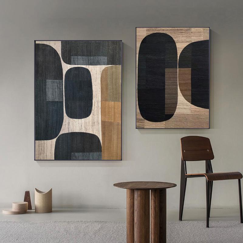 Abstract Retro Black Geometry Posters and Prints Canvas Painting Cuadros Wall Art Pictures for Living Room Home Decor