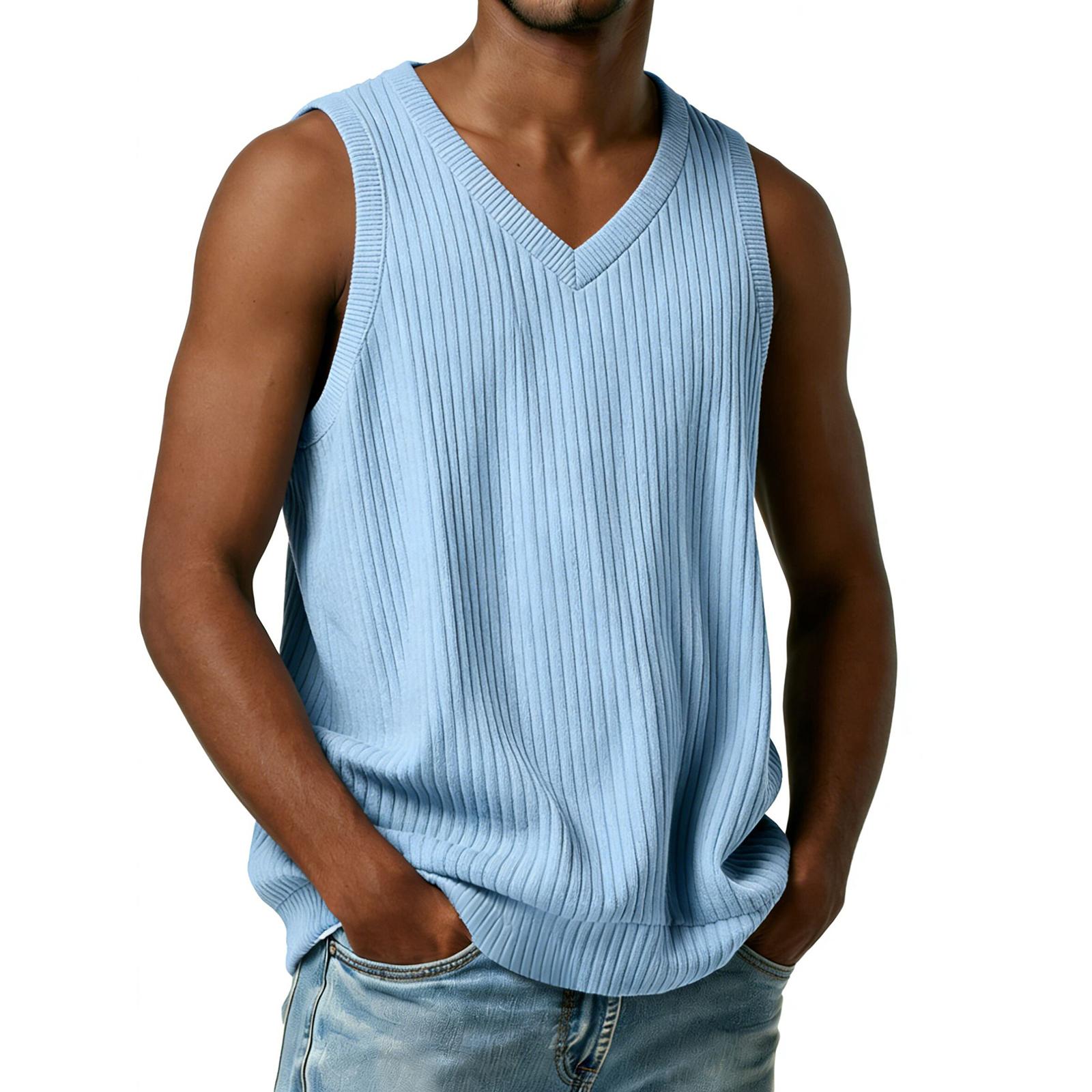 

Чоловіча кольорова спортивна жилетка, повсякденна вільна майка без рукавів XL синій