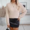 2025 Autumn/Winter Women's Solid Color Cable Knit Loose Half High Neck Sweater