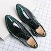 Men Mirror Face Formal Shoes Patent Leather Pointed Shoes Lace-Up Business Dress Shoes for Men Party Green Oxfords Shoes