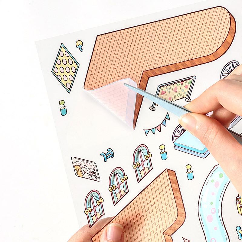 Large 3D Diorama Stickers, Cross-Border Miniature Scene Decals, Pop-Up Scrapbooking Supplies