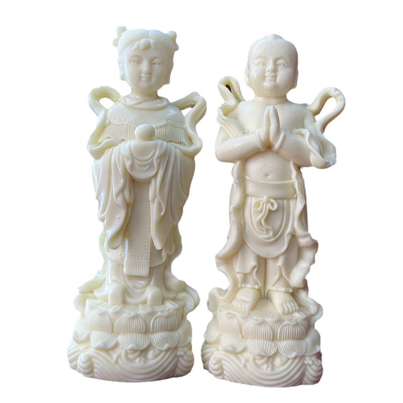 

Golden Boy and Jade Girl Figure Statue Resin Art Sculpture Home Living Room, Room Office Decorations Wedding Gift A pair S