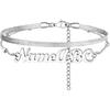 PROSTEEL Alla moda Design Manette/Testo Personalizzato Cavigliera da Donna, Cavigliera in Acciaio Inossidabile 316L, colore Argento/Oro/Nero,Basso