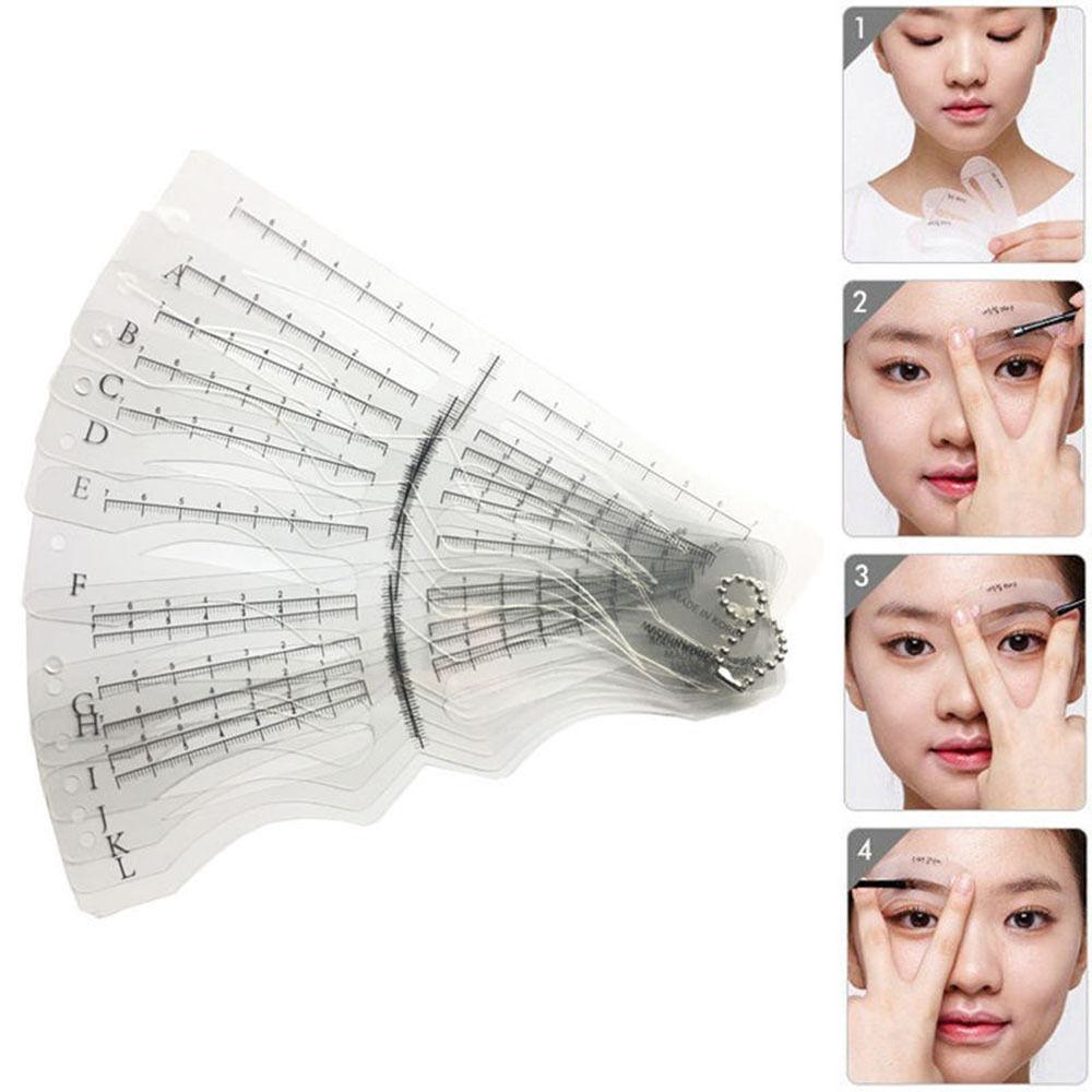 12Pcs Fashion Beauty DIY Eyebrow Template Brow Stencils Card Makeup Tool Eye Grooming