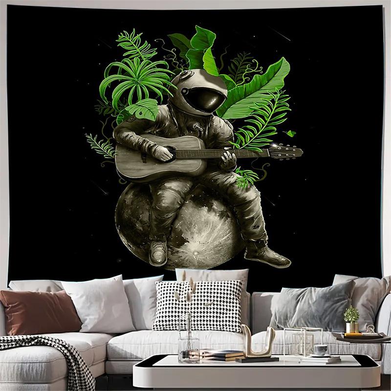 Space Astronaut Tapestry Galaxy Music Lover Wall Hanging Celestial Room Decor Aesthetic Vaporwave Bedroom Decor Gift 74x94cm(29x37in)