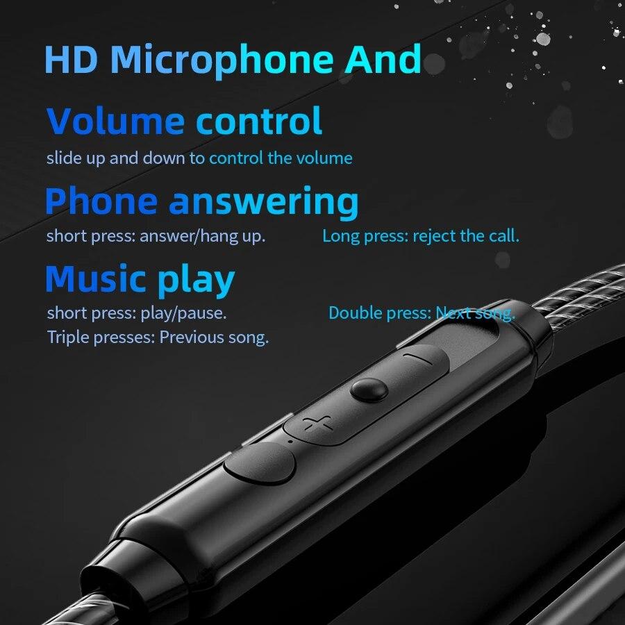 Căști dinamice cu fir HIFI, bas puternic, căști intraauriculare, monitor intraauricular, sport, anulare a zgomotului, căști Gaming cu microfon