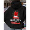 Cool Rock Santa Claus Horn Pattern Hoodie Merry Christmas women's printed sweatshirt