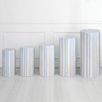 3/5pcs Cylinder Spandex Stand Covers Plinth Stand Cover Foil Fabric Pedestal Column Cylinder Covers for Wedding Birthday
