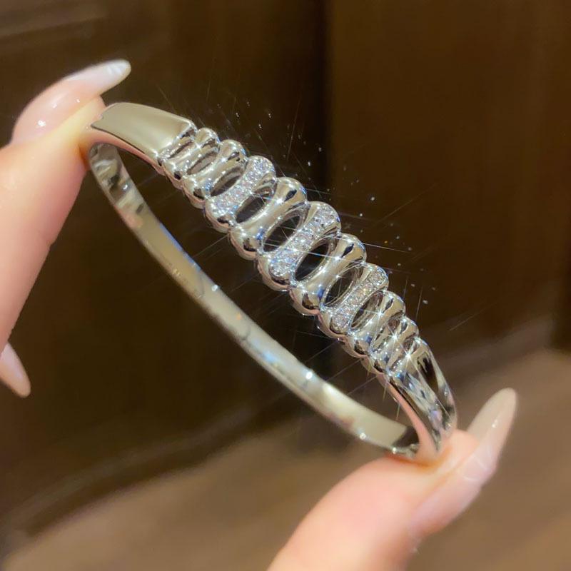 

18K Gold Plated Zirconia Hollow Bangle: Stylish, Versatile, Luxurious Women s Bracelet