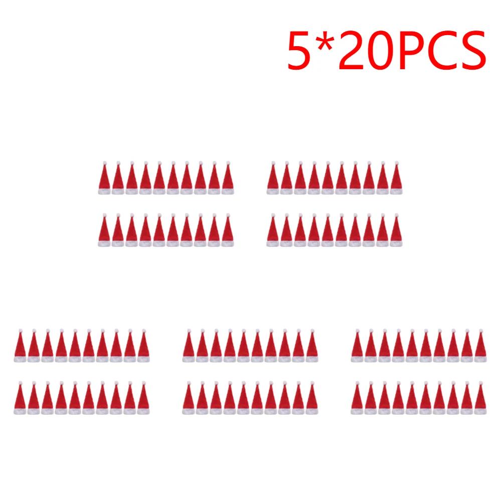 Mini Christmas Hats Christmas Candy Cover Xmas Lollipop Hats Cute Lollipop Cap Children Gift  New Year Christmas Decorations