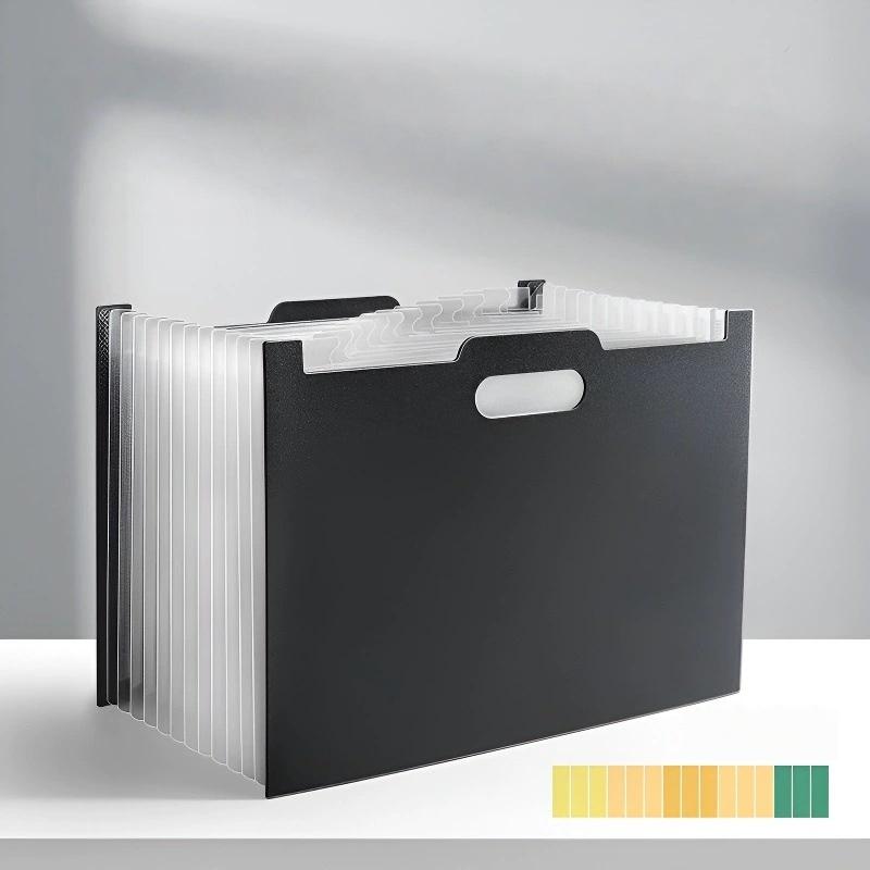 A4 Standing Handheld 13 Compartment Large Capacity Document Storage Bag. Vertical Desktop Organ Bag. Freely Adjustable