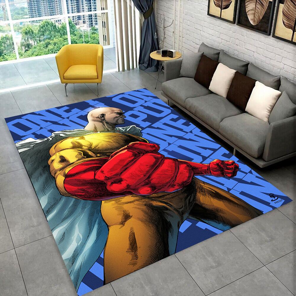 3D One Punch Man Saitama Cartoon Anime Teppich für Wohnzimmer Schlafzimmer Zuhause Sofa Dekoration, Kinder Spiel Rutschfeste Bodenmatte