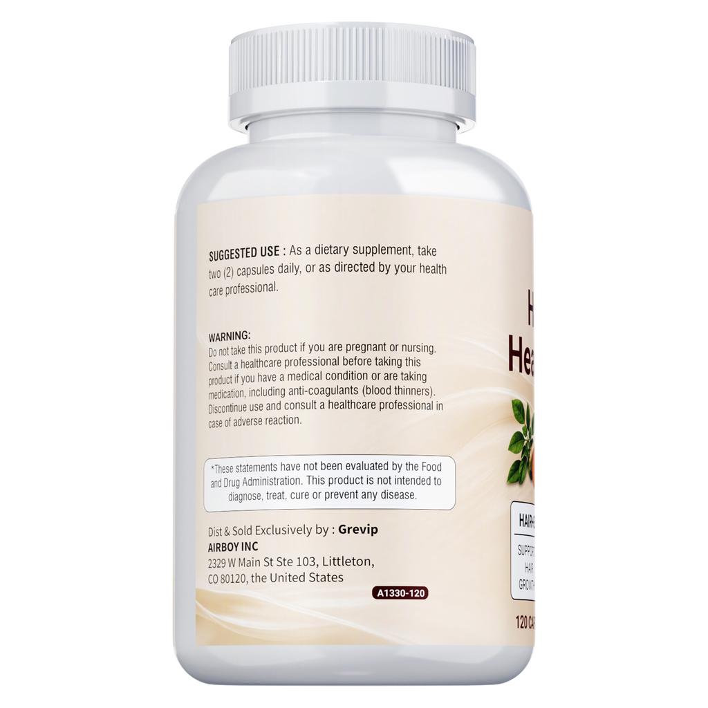 Hair & Nail Health Support Capsules 120 Count — Biotin & Vitamins, Daily Wellness, Beauty Supplement