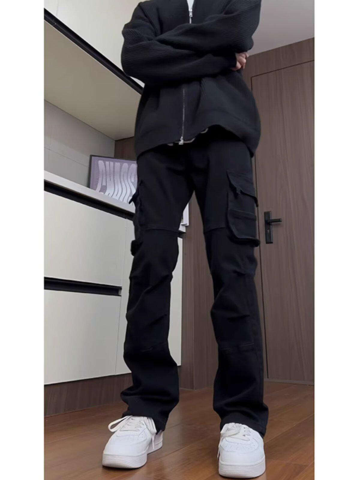 

2025 Retro High Street Men s Wide-Leg Cargo Pants: Fashion Trend Casual Wear L чорний