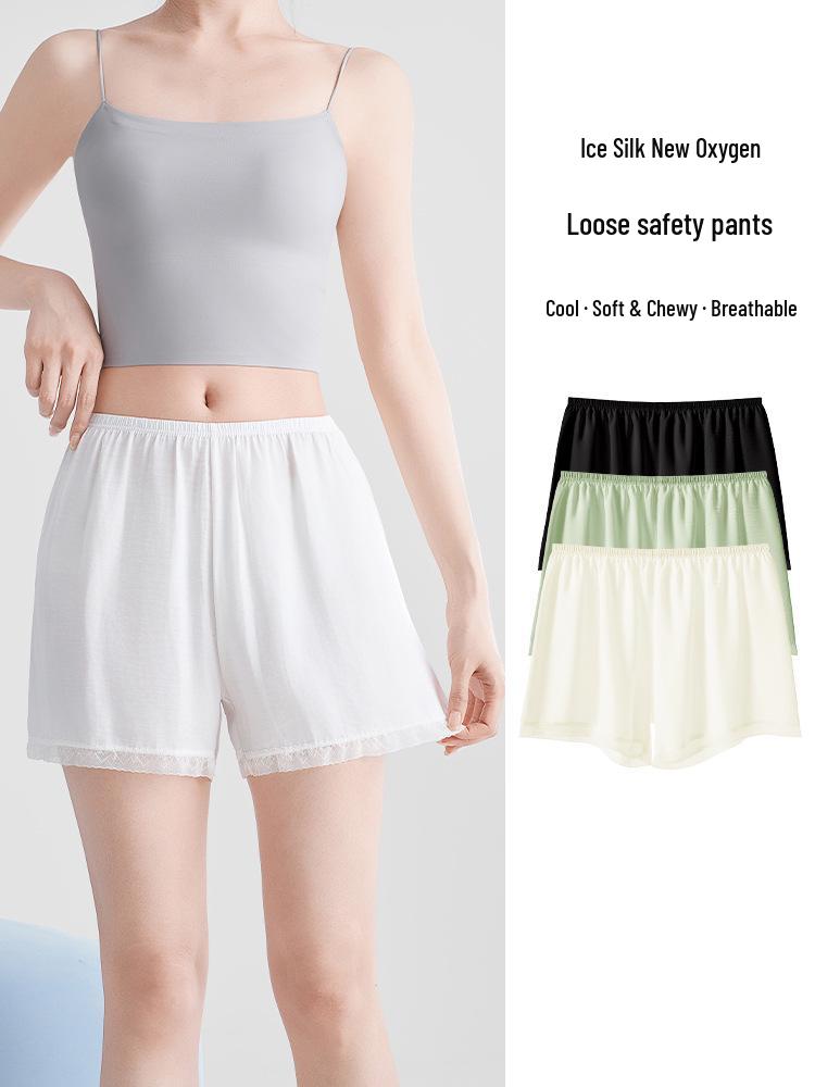 Women's Sheer Ice Silk Safety Shorts - Lightweight, No Roll, Three-Quarter Length, Wear Inside or Outside