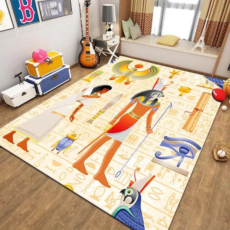 Ägyptische Pharaonische Malerei Teppiche für Schlafzimmer Heimdeko Altes Ägypten Gott Katze Anubis Teppich Fußmatten für Wohnzimmer Rutschfest