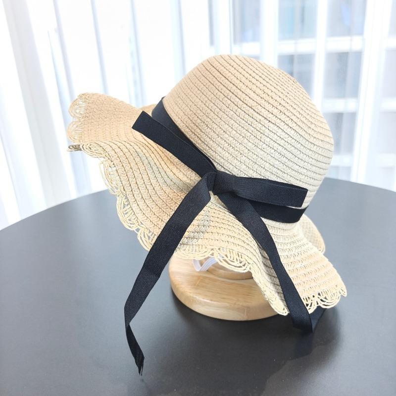 French-Style Wide-Brimmed Sunhat Bucket Hat Girl With Summer Bow For Seaside Outings Summer Bow Beach Hats