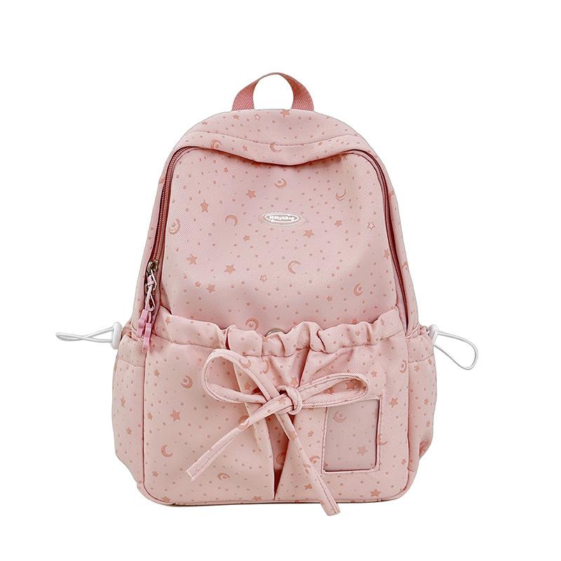 Schoolbag bow schoolbag female junior high school student star Korean version niche ins backpack college student computer bag micro pain bag