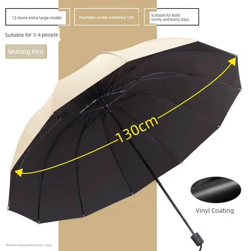 Large Manual Folding Umbrella for Men, Extra Large, Thickened and Reinforced, Suitable for Both Men and Women, Dual-Use for Sun and Rain
