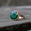 Zambian Green Emerald Sterling Silver Rose Gold Overlay Ring, May Birthstone Emerald Ring