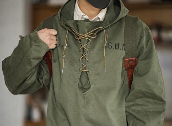 Military Design Hooded Stylish Cool Pullover Parka American Casual Tops Sweatshirt Long Sleeve Sweatshirt Military Jacket Large Size Yuttari Outerwear