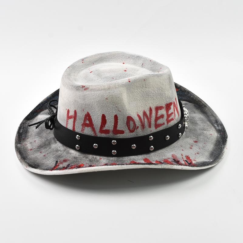 Halloween Skull Print Jazz hat Party Props Dress Up Hat Men Cosplay Costume Accessories