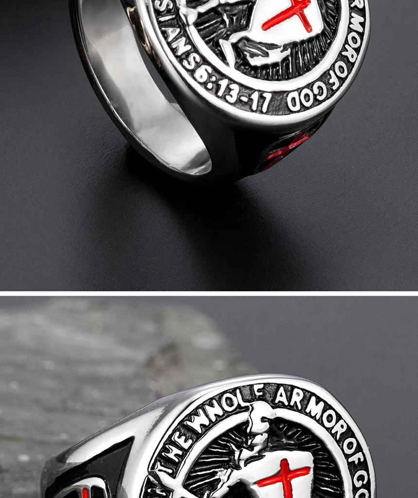 Vintage European-American Templar Cross Titanium Steel Ring