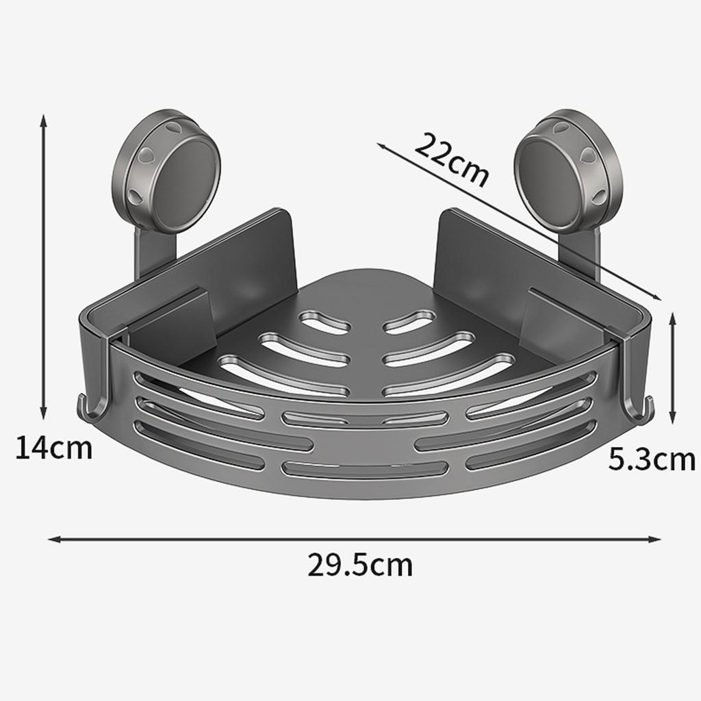 Corner Suction Cup Shower Caddy with Hooks No Drilling Removable Bathroom and Kitchen Storage Organizer for Bathrooms Storage