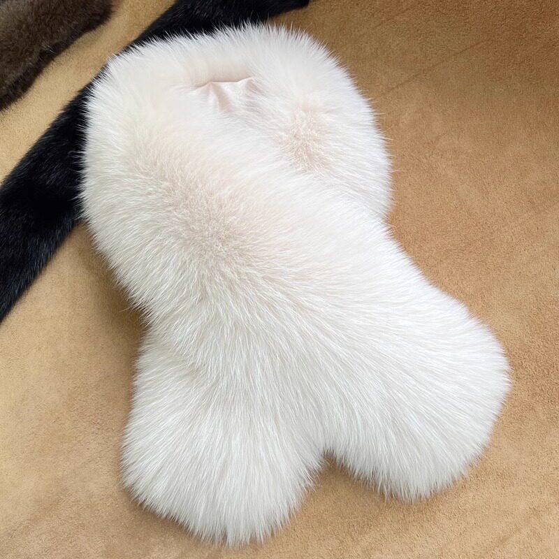 Fox Fur Square Scarf Winter New Ladies Real Warm Whole Fur Collar All-Match Solid Pattern