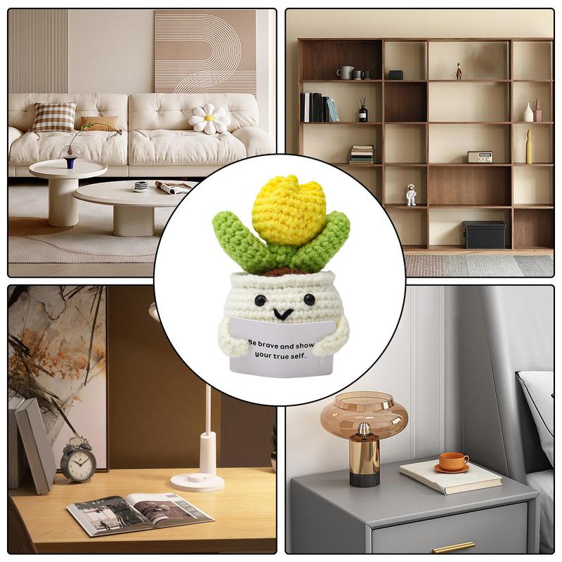 Crochet Decor Handmade Knitted Flower Doll Cute Handwoven Ornaments Emotional Support Crochet Flower Doll for Bedroom Living