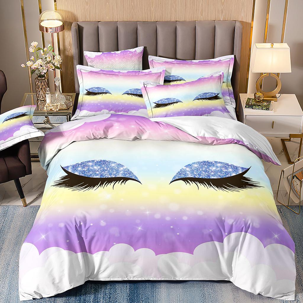 Home Textiles Eyes Eyelashes Mouth 3D Printing Four-Piece Quilt Cover Three-Piece Duvet Cover