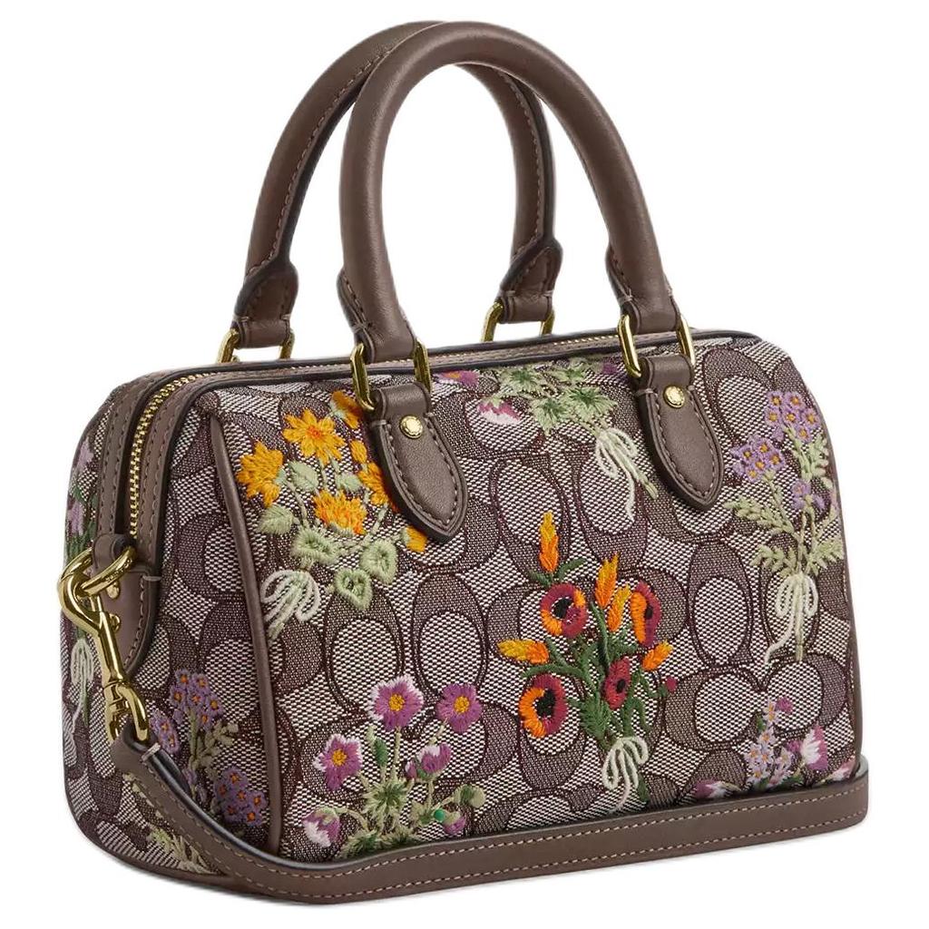 Coach Rowan 18 Signature Jacquard Floral Geprägte Boston Tasche Damen Handtaschen Braun CDY31-IMPU7