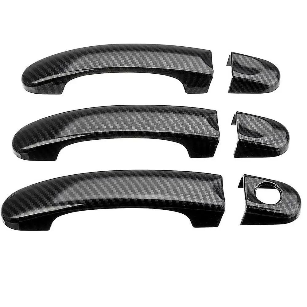 Carbon Fiber/Gloss Black Outside Exterior Door Handle Cover Set For VW Transporter T5 T6 Caddy 2003 - 2015 Car Accessories