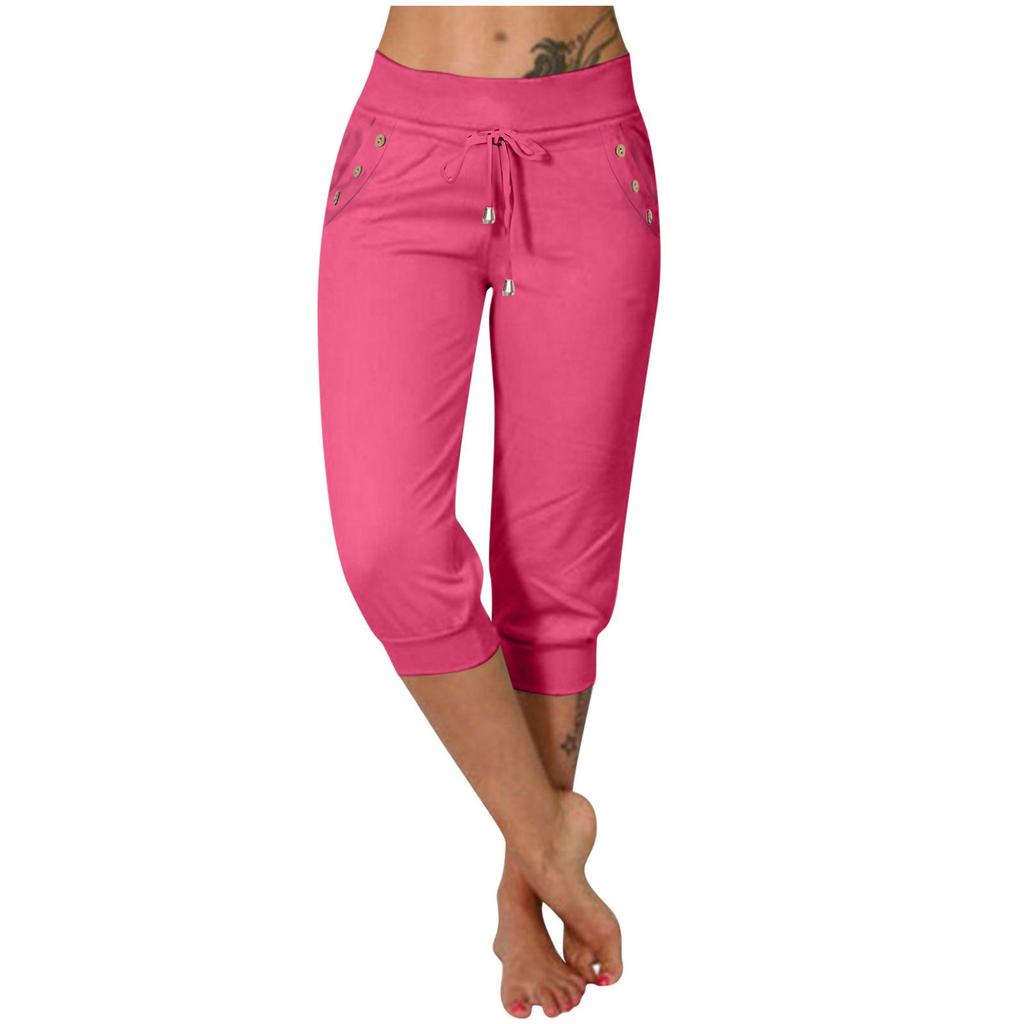 Pants For Women Casual Summer Drawstring Elastic Waist Pant With Pockets